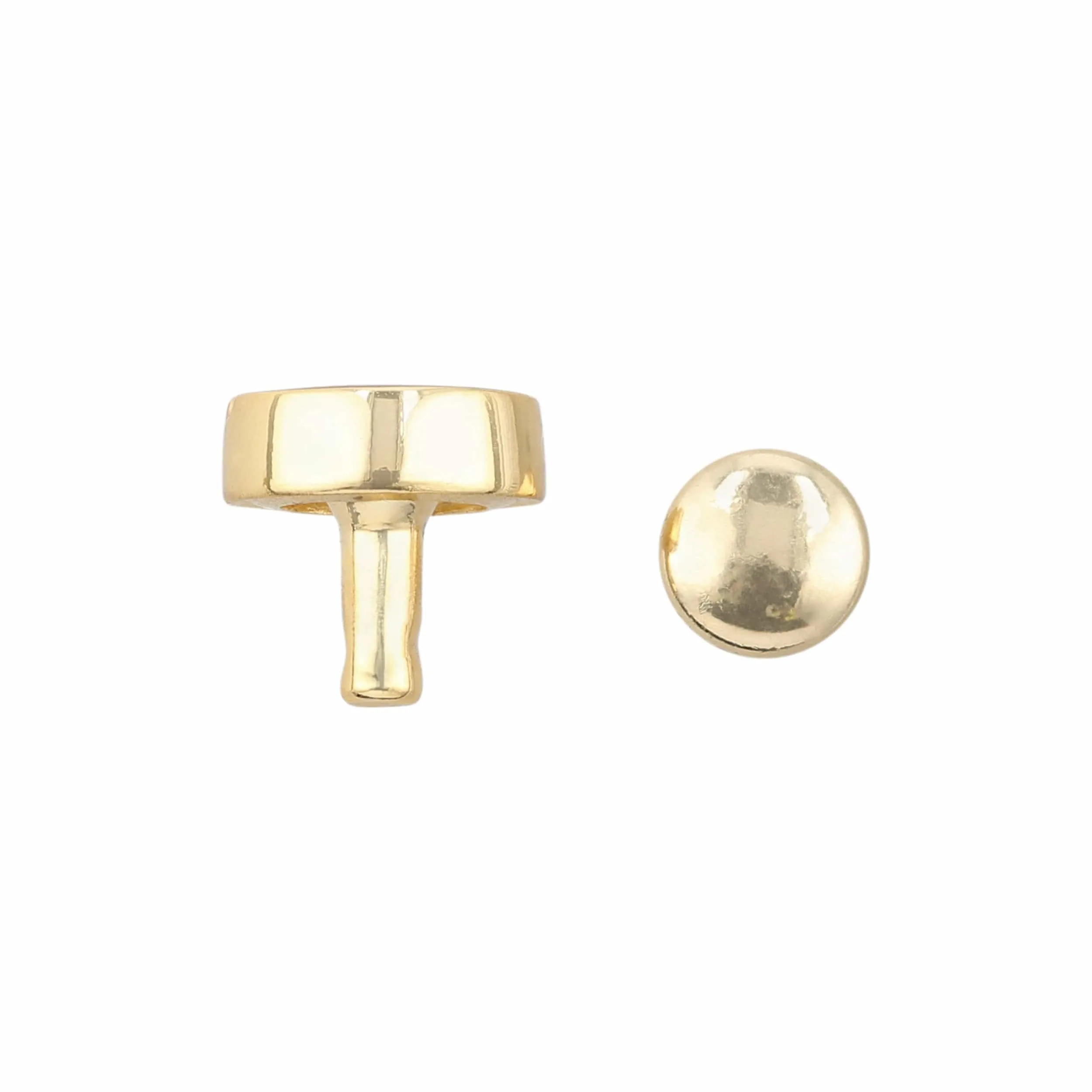 9mm Shiny Gold, Flat Screw Top Rivet Stud, Steel - PK5, #P-2852-GOLD