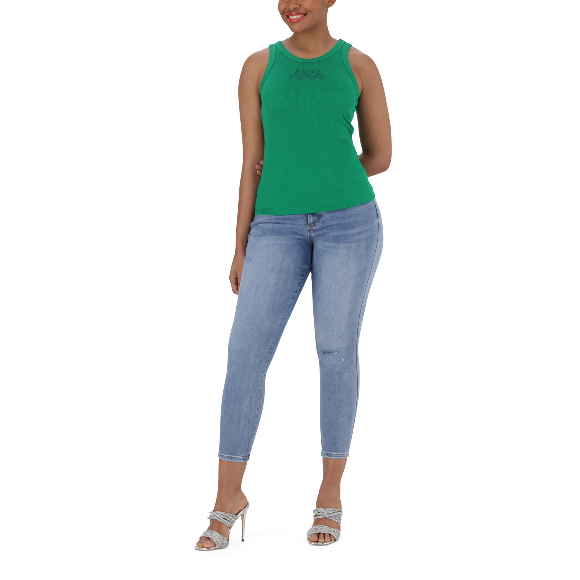AALIYAH EMERALD SPARKLE LOGO TANK