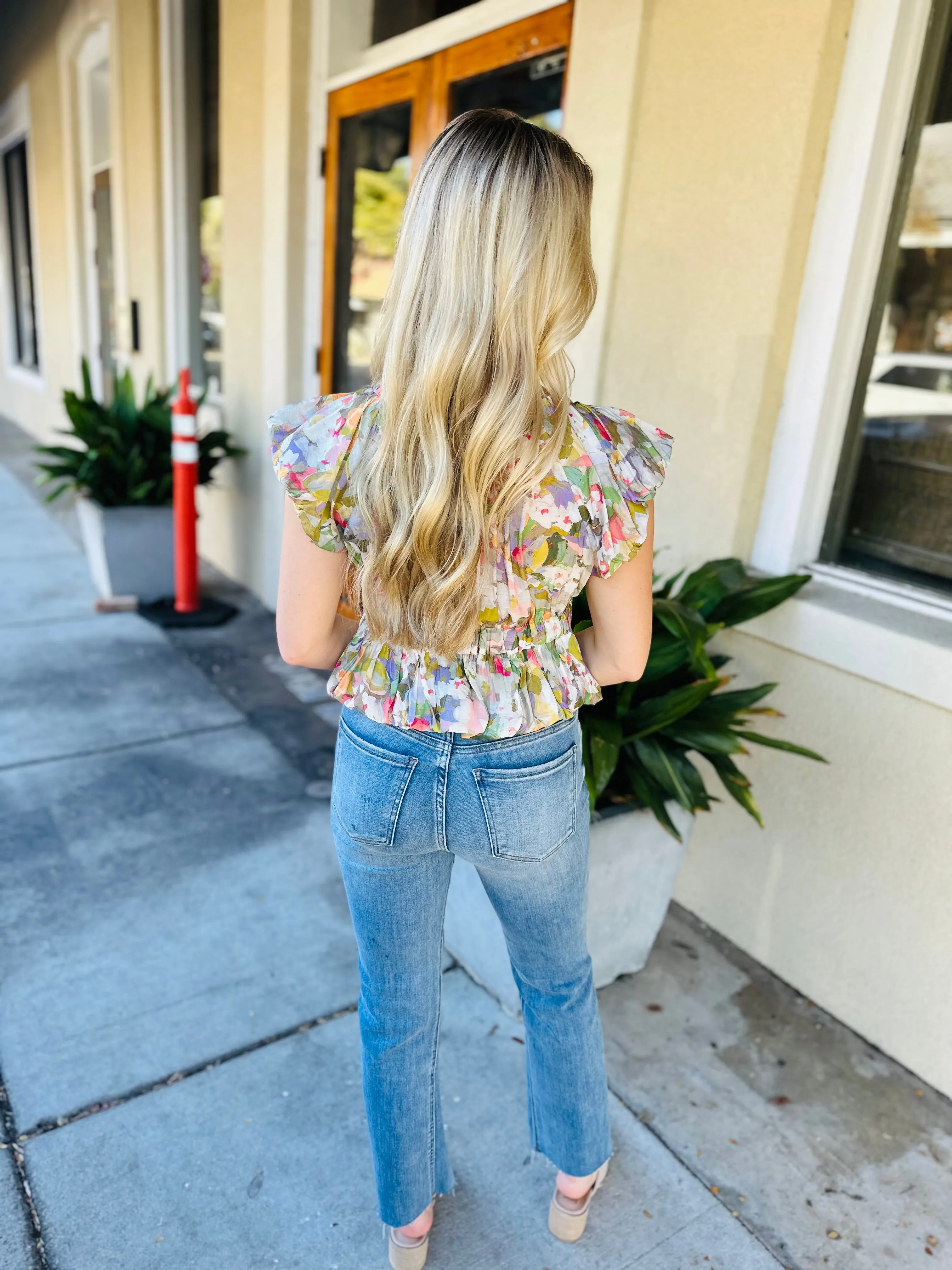 Adelina Top- Watercolor Floral
