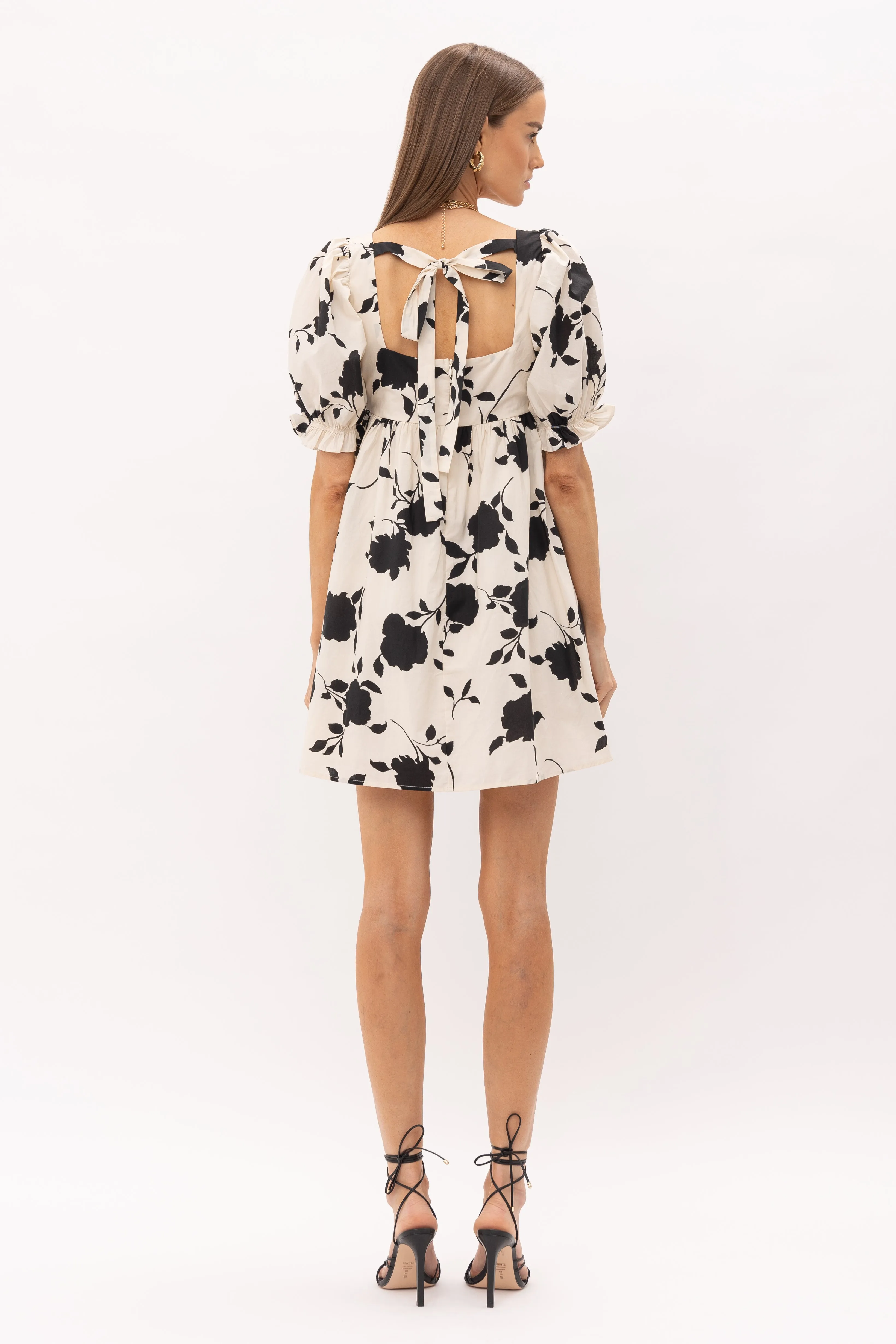 Black and Ivory Floral Dress
