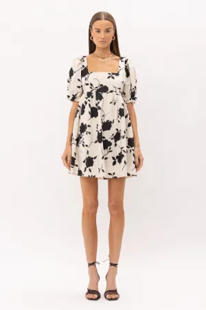 Black and Ivory Floral Dress