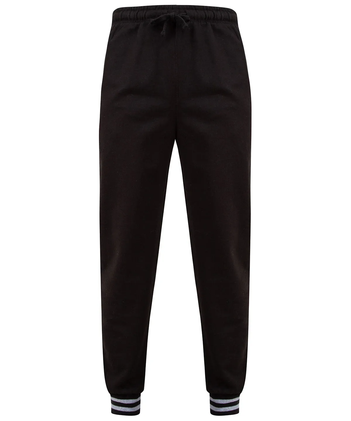 Black/Heather Grey - Joggers with striped cuffs