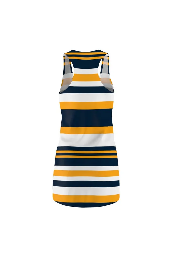 Blue & Gold Stripes Women's Sew Racerback Dress