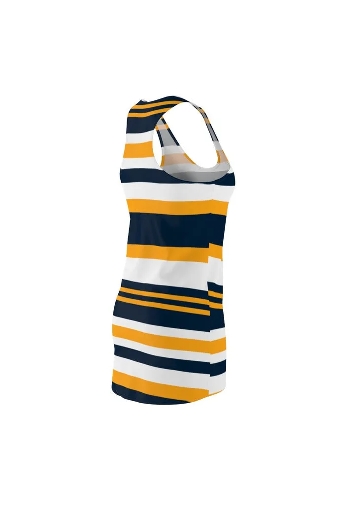 Blue & Gold Stripes Women's Sew Racerback Dress