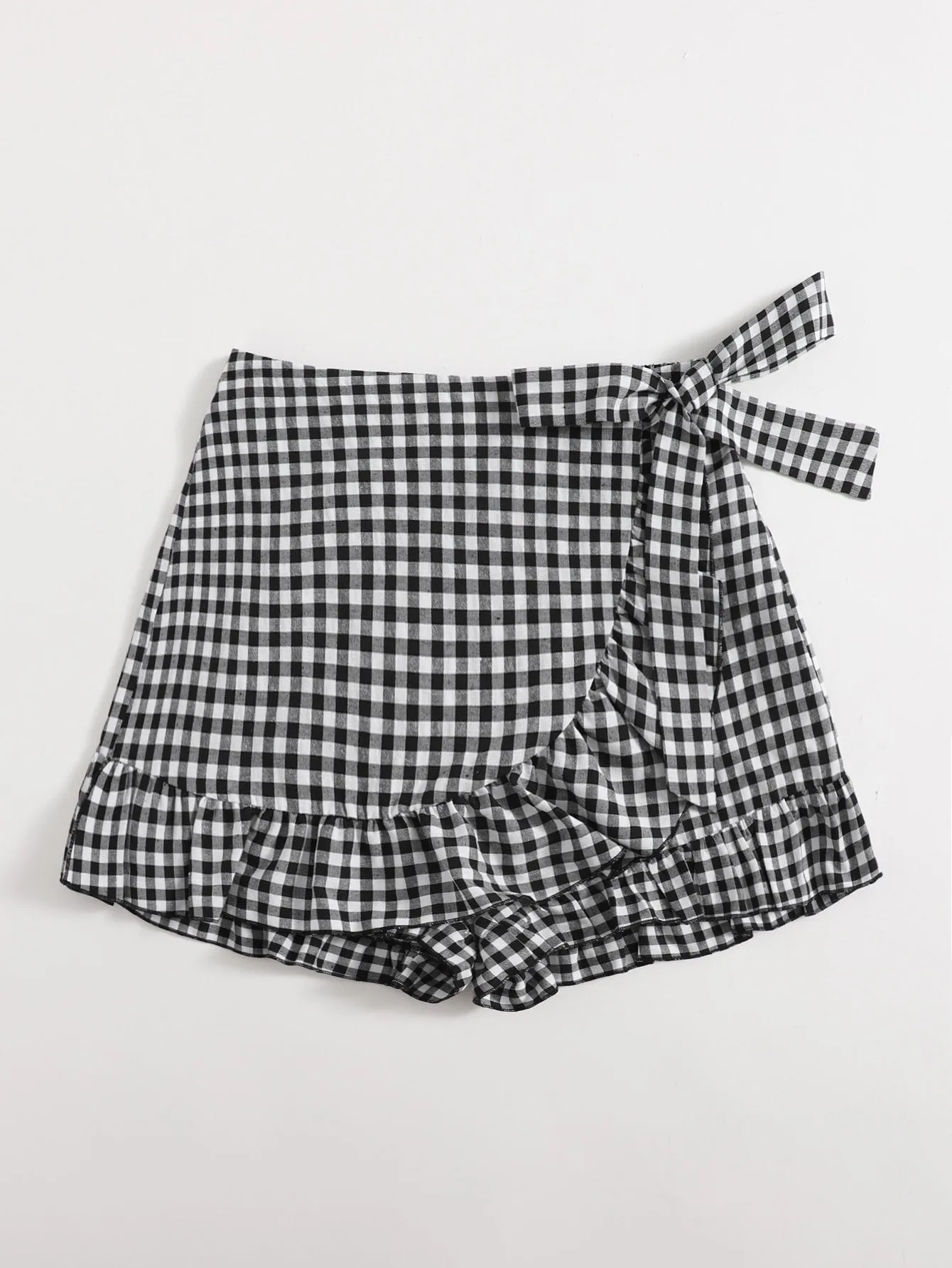 Boho Gingham Wrap Natural Women Shorts