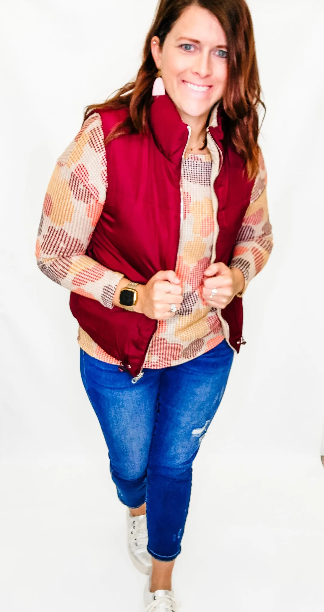 Burgundy Tan Reversible Vest