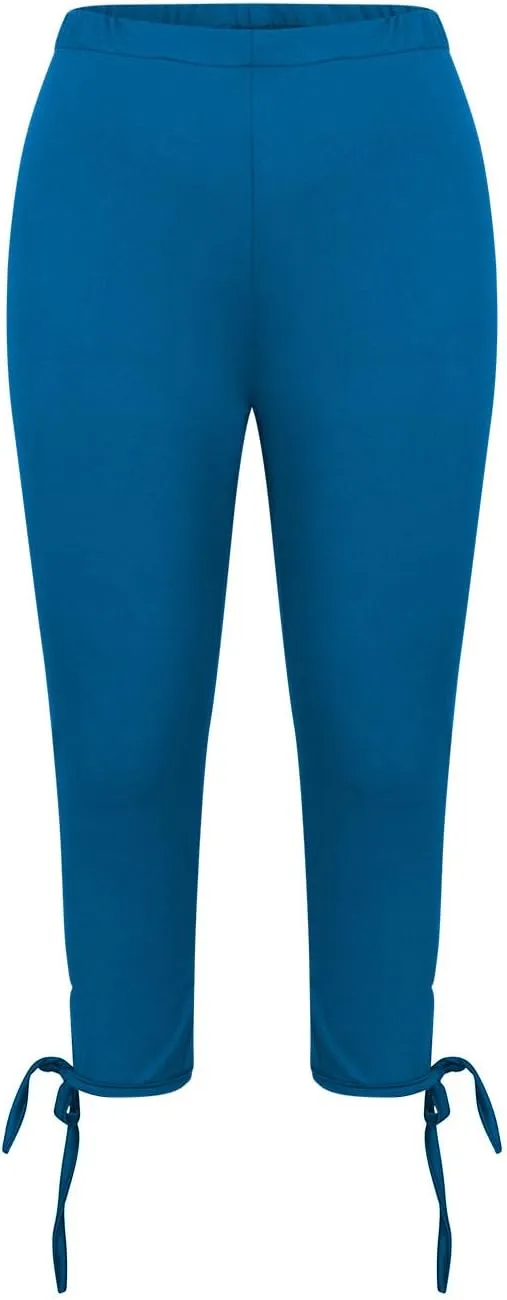 Capri Leggings For Women Knee Length Workout Cropped Pants Hollow/Lace Patchwork High Waist Trendy Petite Trousers