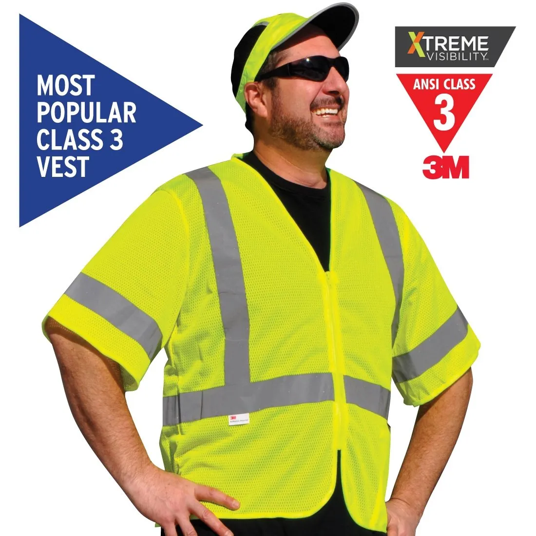 Class 3 Zip Vest Yellow Mesh  M/L