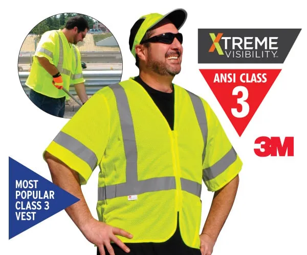 Class 3 Zip Vest Yellow Mesh  M/L