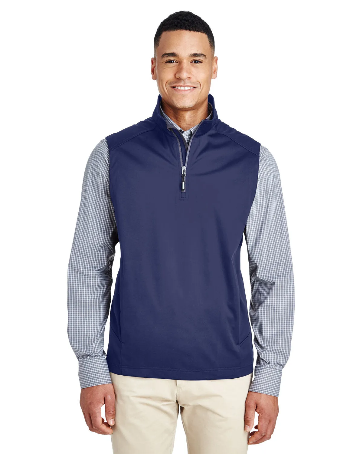 CORE365 Men's Techno Lite Three-Layer Knit Tech-Shell Quarter-Zip Vest