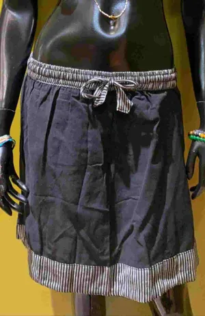 Cotton Drawstring Short Skirt - Solid Color