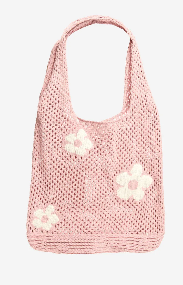 Daisey Pink Flower Crochet Bag