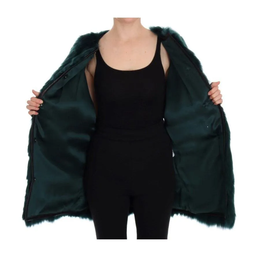 Dolce & Gabbana Exquisite Green Alpaca Fur Long Vest