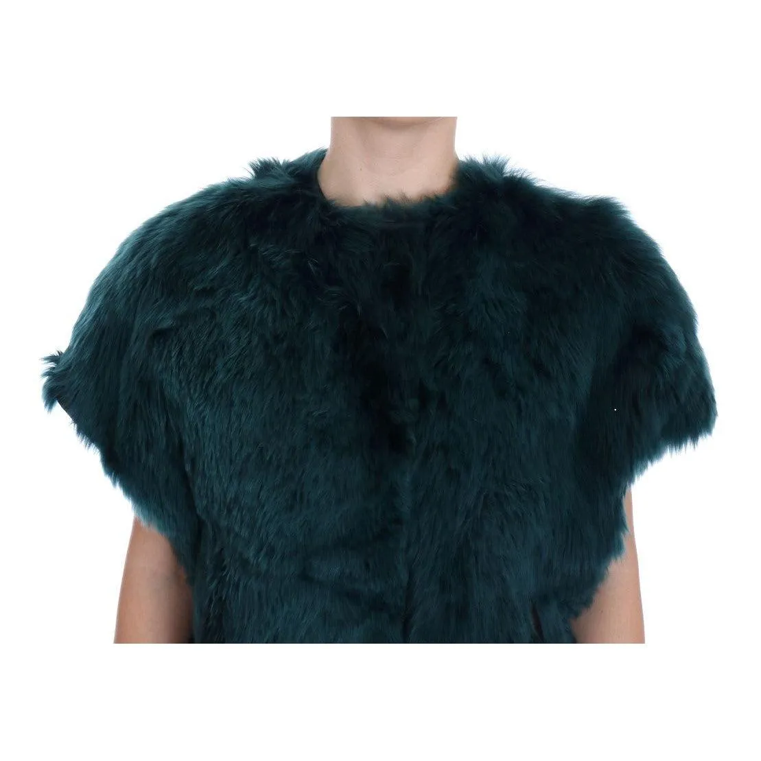 Dolce & Gabbana Exquisite Green Alpaca Fur Long Vest