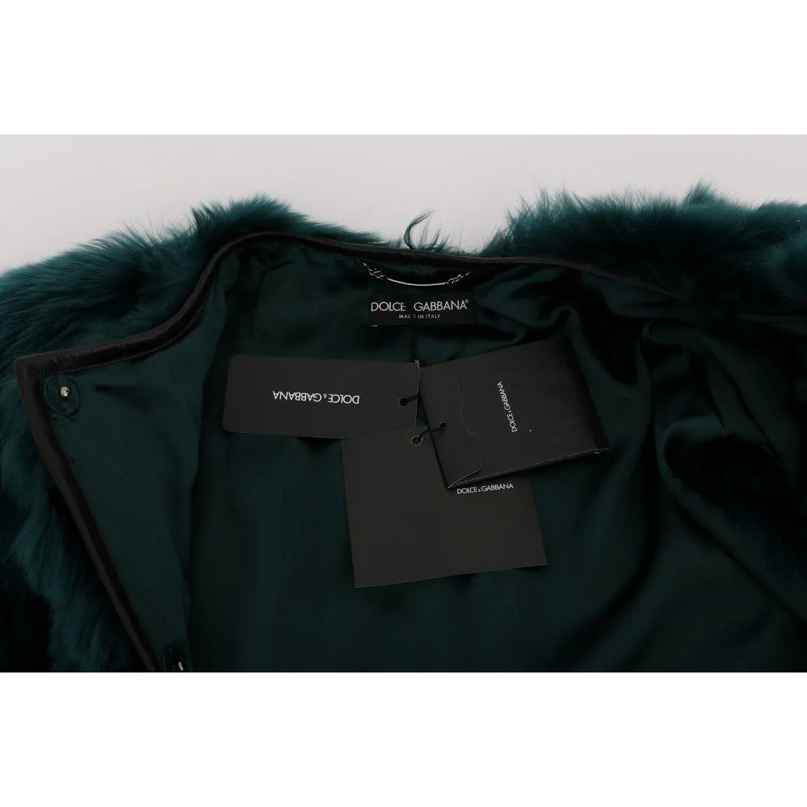 Dolce & Gabbana Exquisite Green Alpaca Fur Long Vest