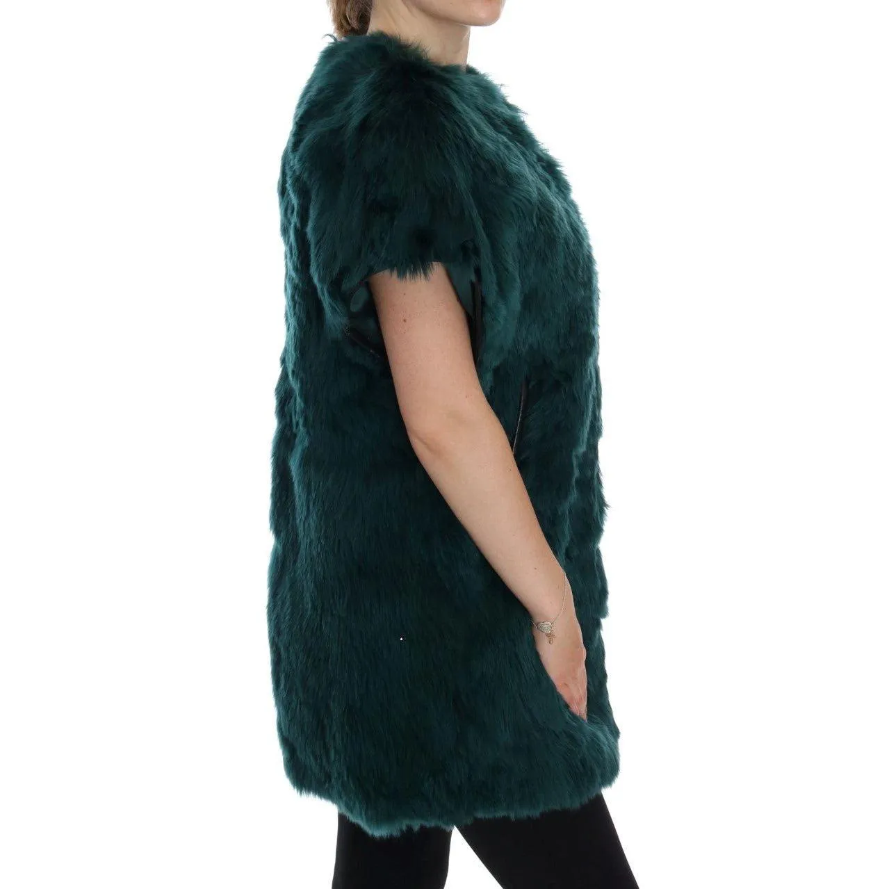 Dolce & Gabbana Exquisite Green Alpaca Fur Long Vest