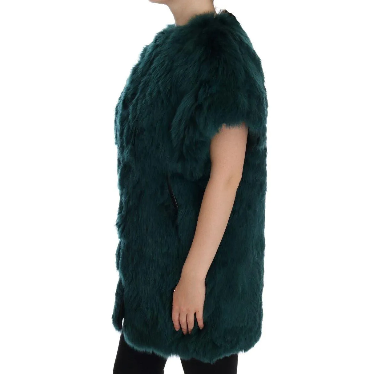 Dolce & Gabbana Exquisite Green Alpaca Fur Long Vest