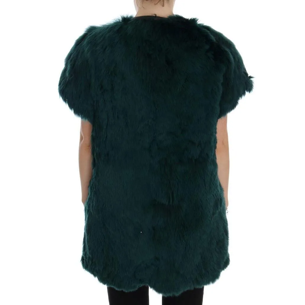 Dolce & Gabbana Exquisite Green Alpaca Fur Long Vest