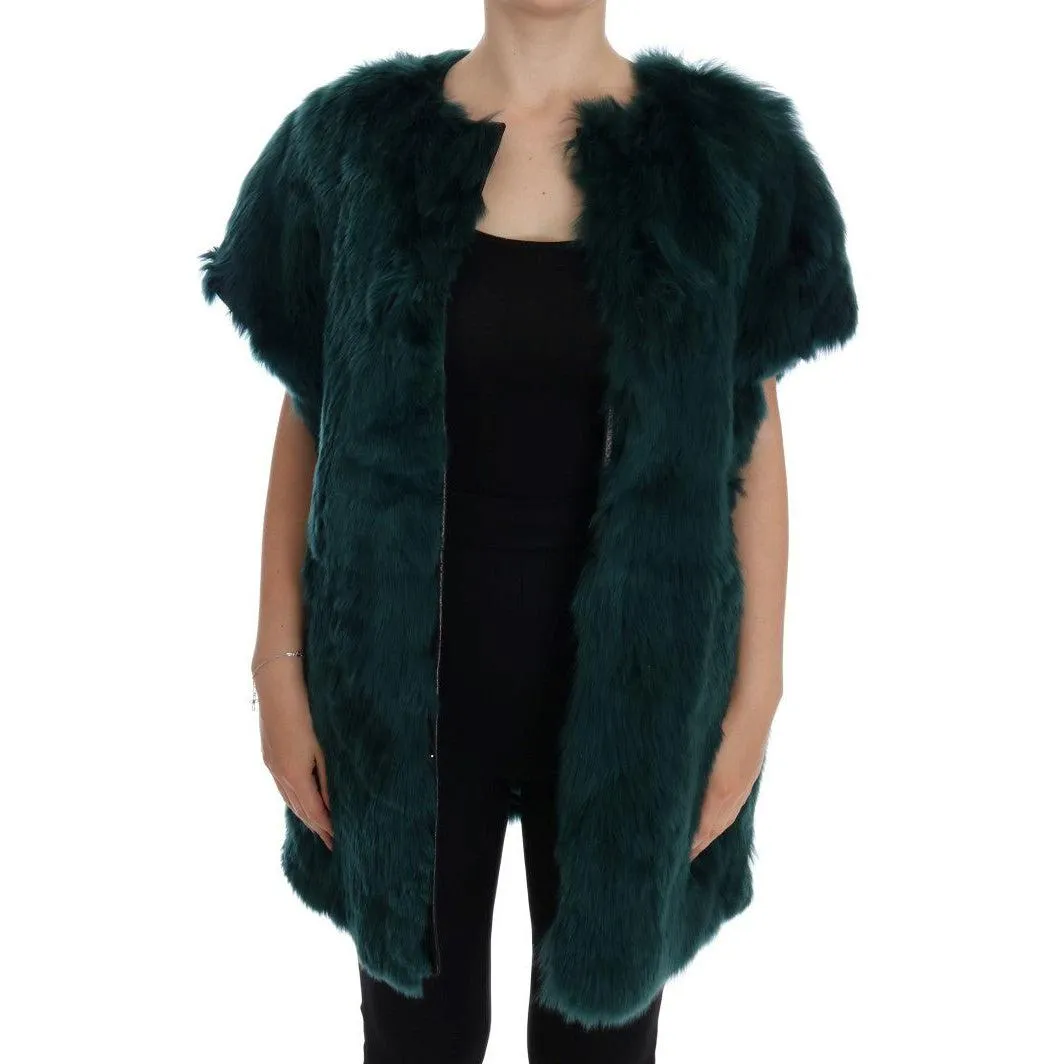 Dolce & Gabbana Exquisite Green Alpaca Fur Long Vest