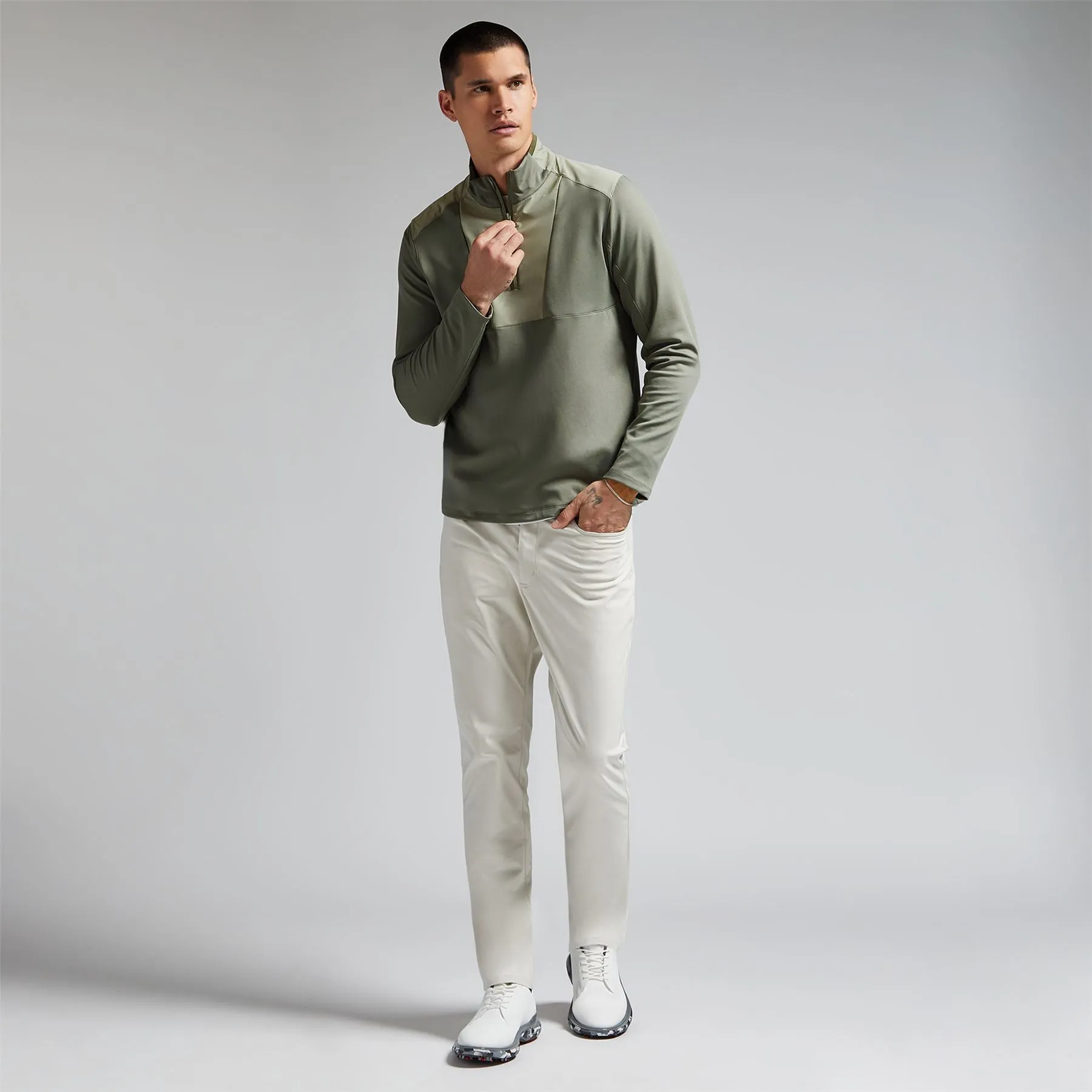 Double Knit Brushed Back Scuba Quarter Zip Isle - AW24