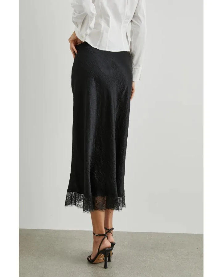 Ebony Crinkle Satin Skirt