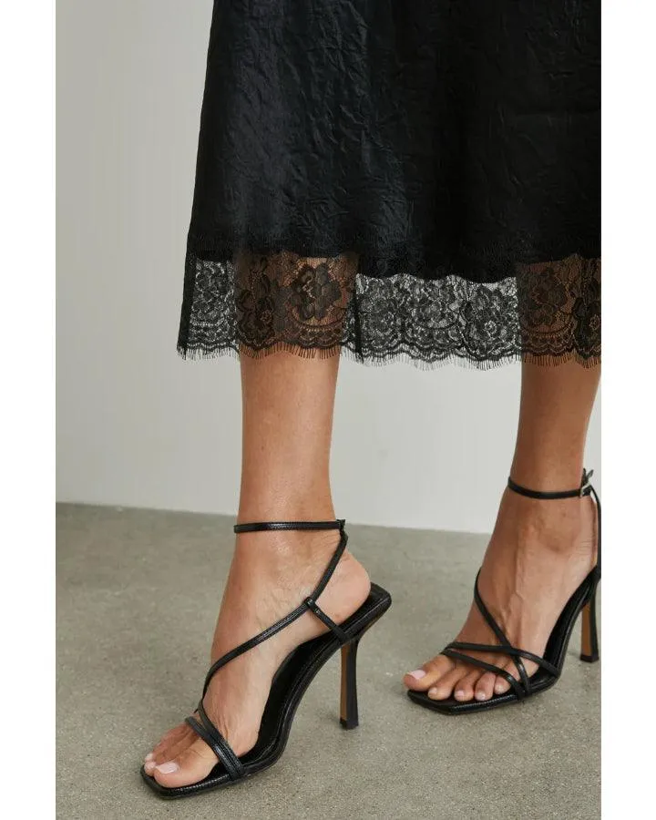 Ebony Crinkle Satin Skirt