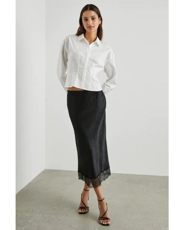 Ebony Crinkle Satin Skirt