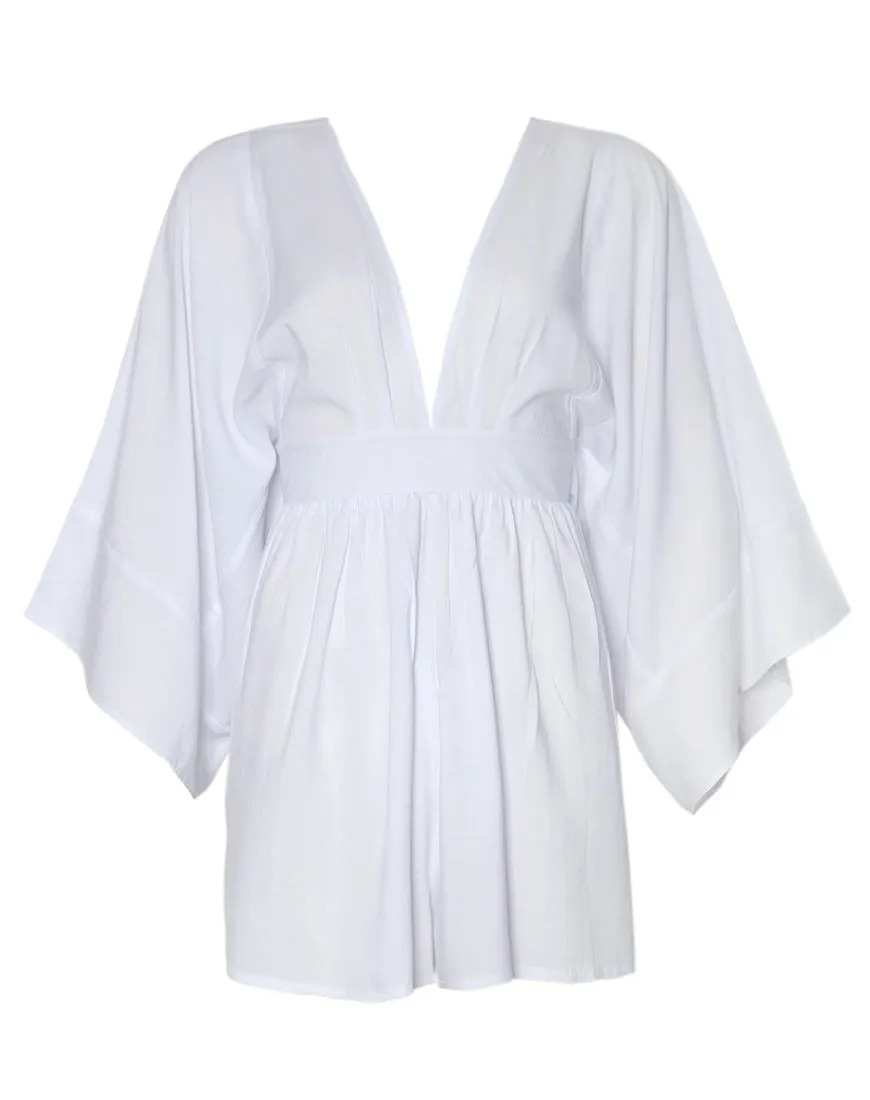 Eclipse Kimono Sleeve Playsuit in White