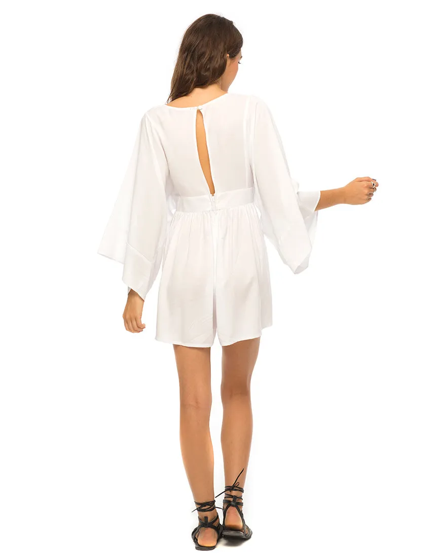 Eclipse Kimono Sleeve Playsuit in White