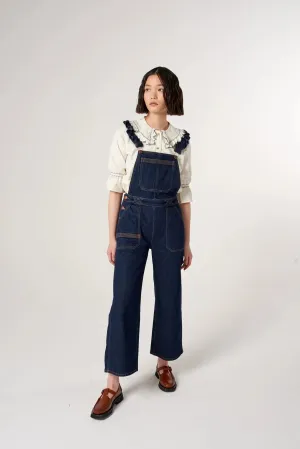 Elodie Frill Overalls Dark Indigo