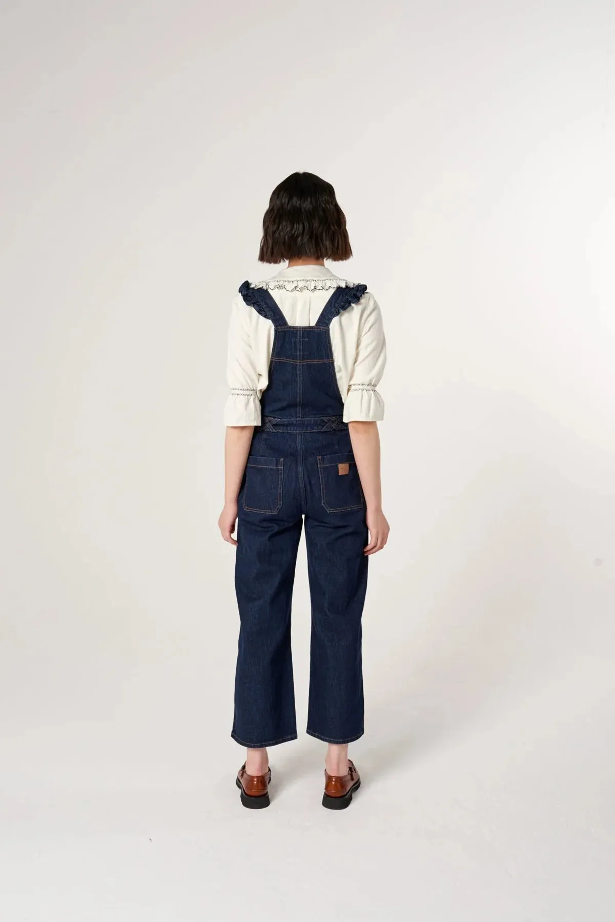 Elodie Frill Overalls Dark Indigo