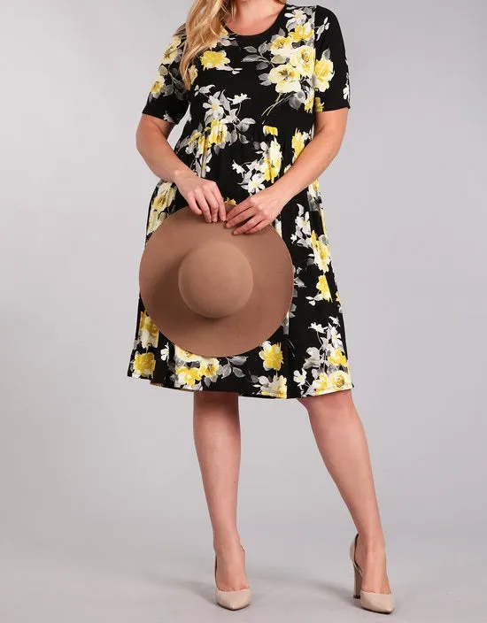 Full Bloom Floral Dress in Black PLUS