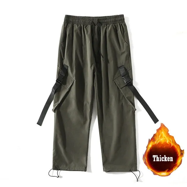 GOESRESTA Winter Cargo Pants Men Harajuku Hip Hop Streetwear Harem Pants Japanese Loose Casual Men's Pants Large Size Clothing