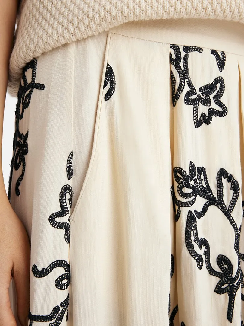 Gustav Mabell Cream/Black Floral Print Skirt