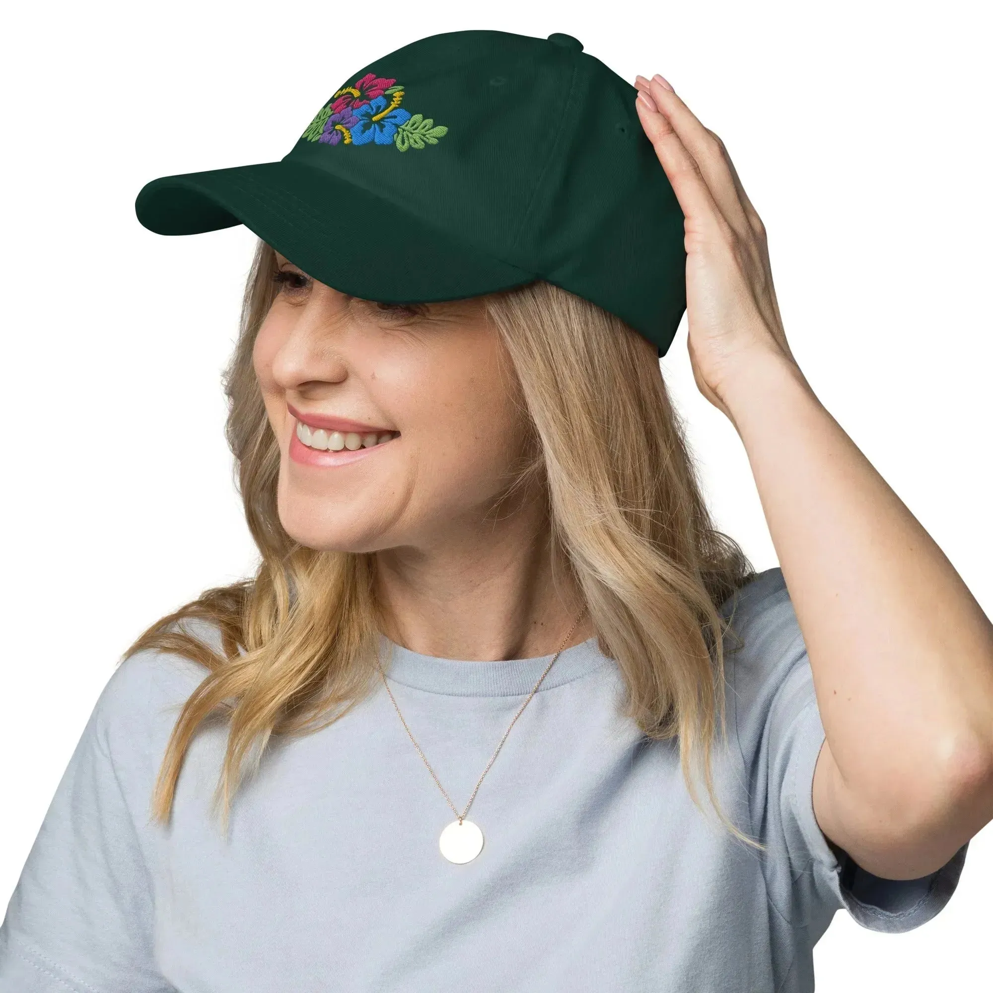Hawaiian Tropical Leaves Embroidered Dad Hat
