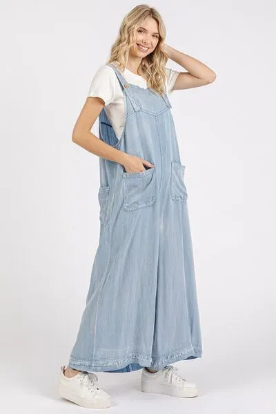 Hazel Blues® |  Mittoshop Wide Strap Wide Leg Overalls with Pockets