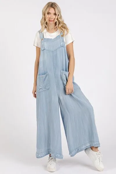 Hazel Blues® |  Mittoshop Wide Strap Wide Leg Overalls with Pockets
