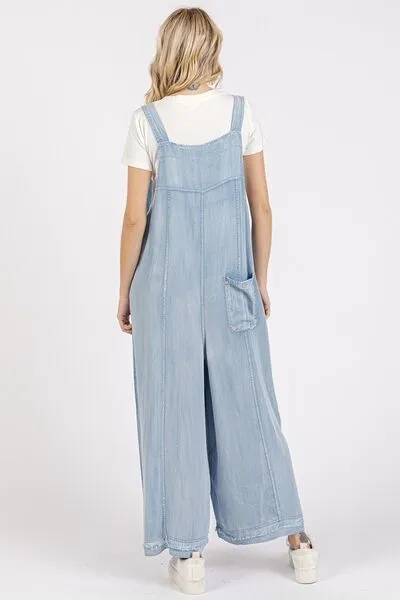 Hazel Blues® |  Mittoshop Wide Strap Wide Leg Overalls with Pockets