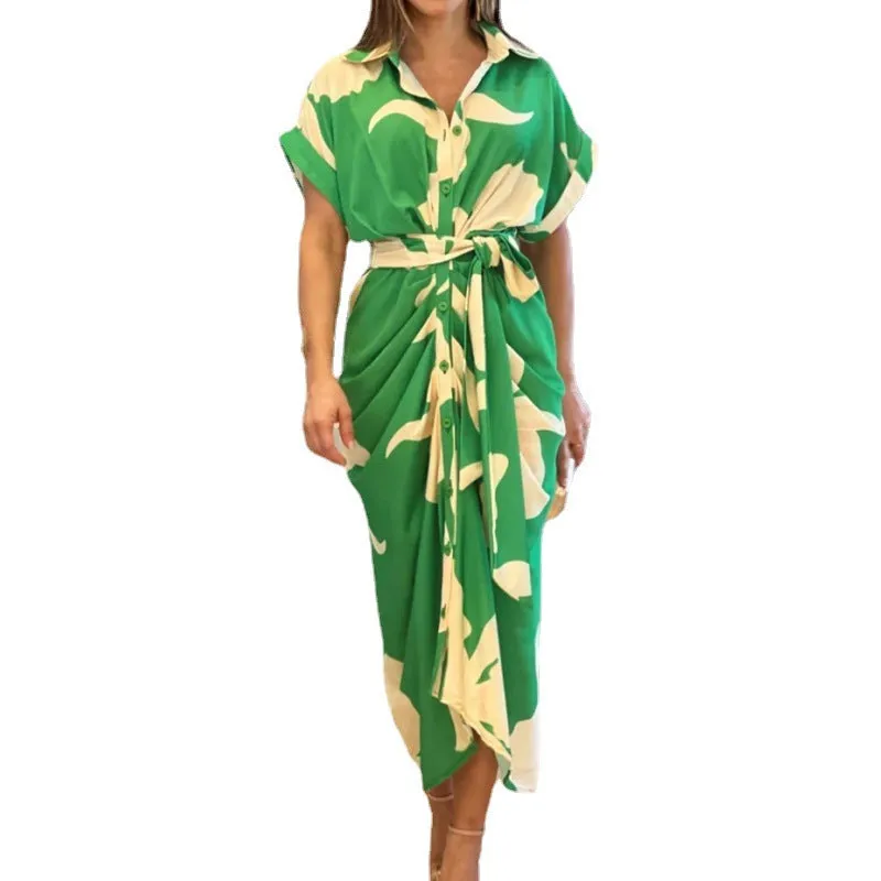 High-Waist Flounce Collar Dress