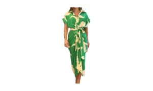 High-Waist Flounce Collar Dress