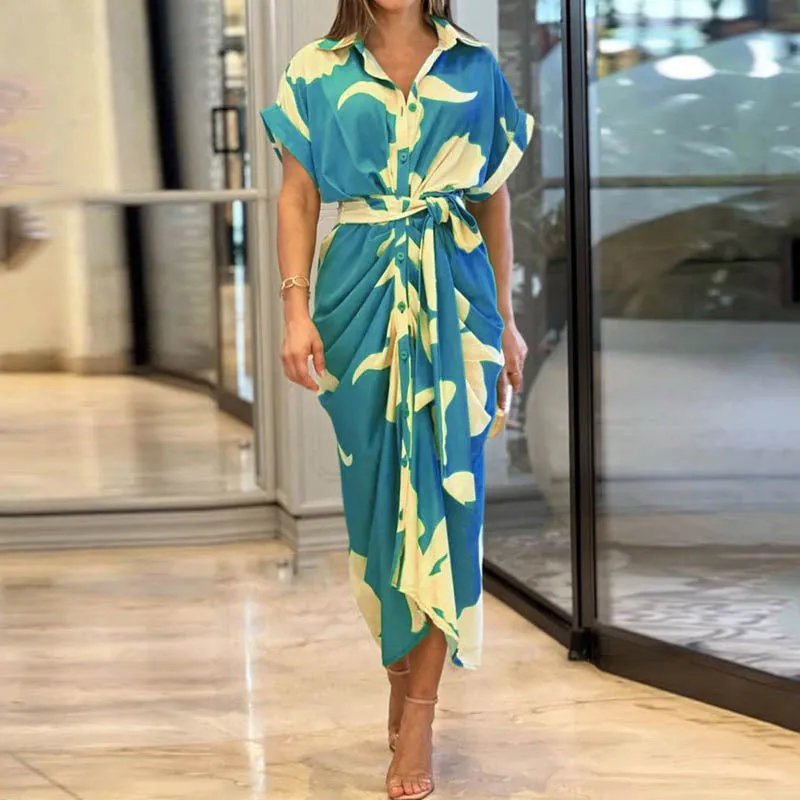 High-Waist Flounce Collar Dress