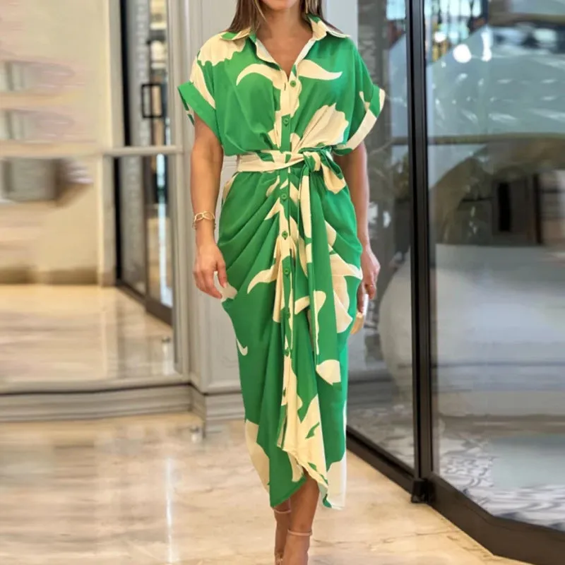 High-Waist Flounce Collar Dress