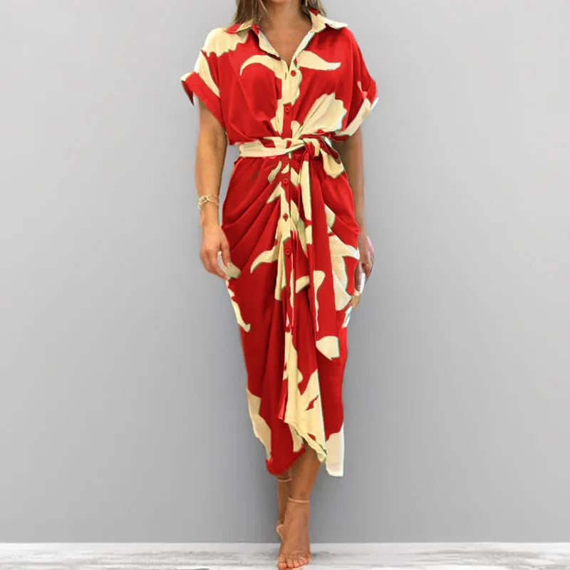 High-Waist Flounce Collar Dress