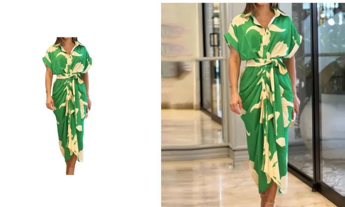High-Waist Flounce Collar Dress