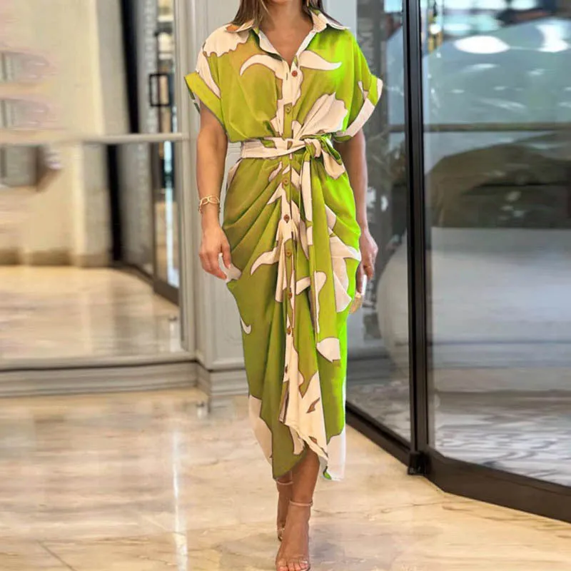 High-Waist Flounce Collar Dress