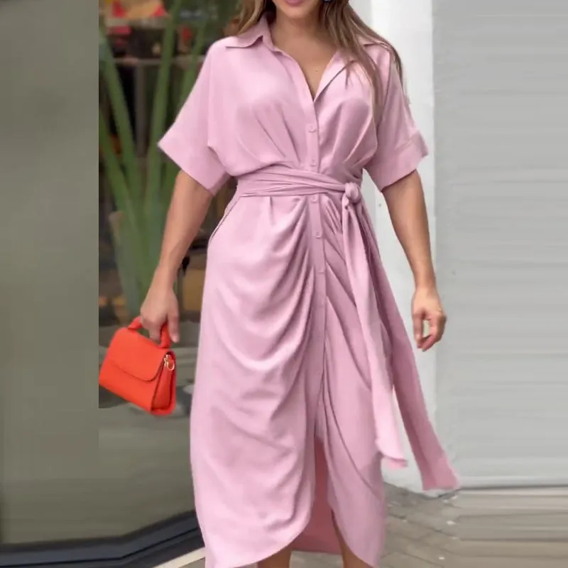 High-Waist Flounce Collar Dress