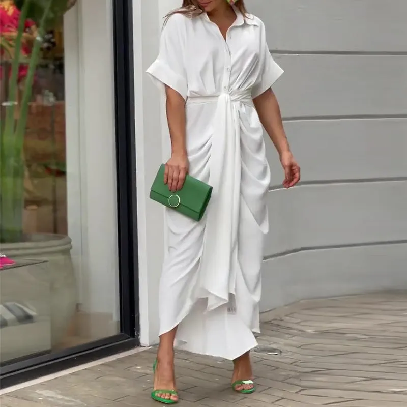 High-Waist Flounce Collar Dress