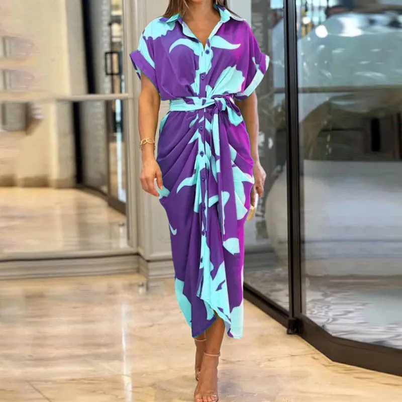 High-Waist Flounce Collar Dress