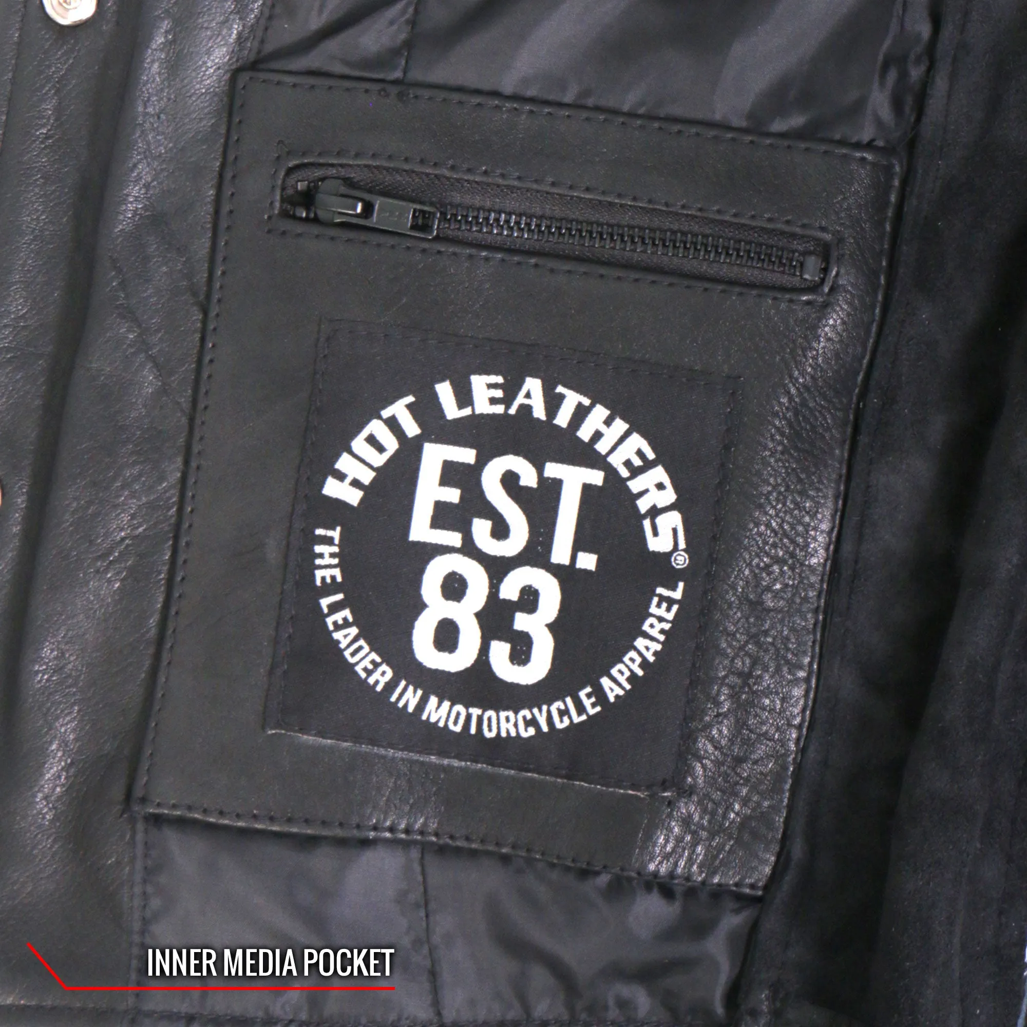 Hot Leathers VSL1017 Ladies 'Sugar Skull' Lined Black Leather Motorcycle Biker Vest