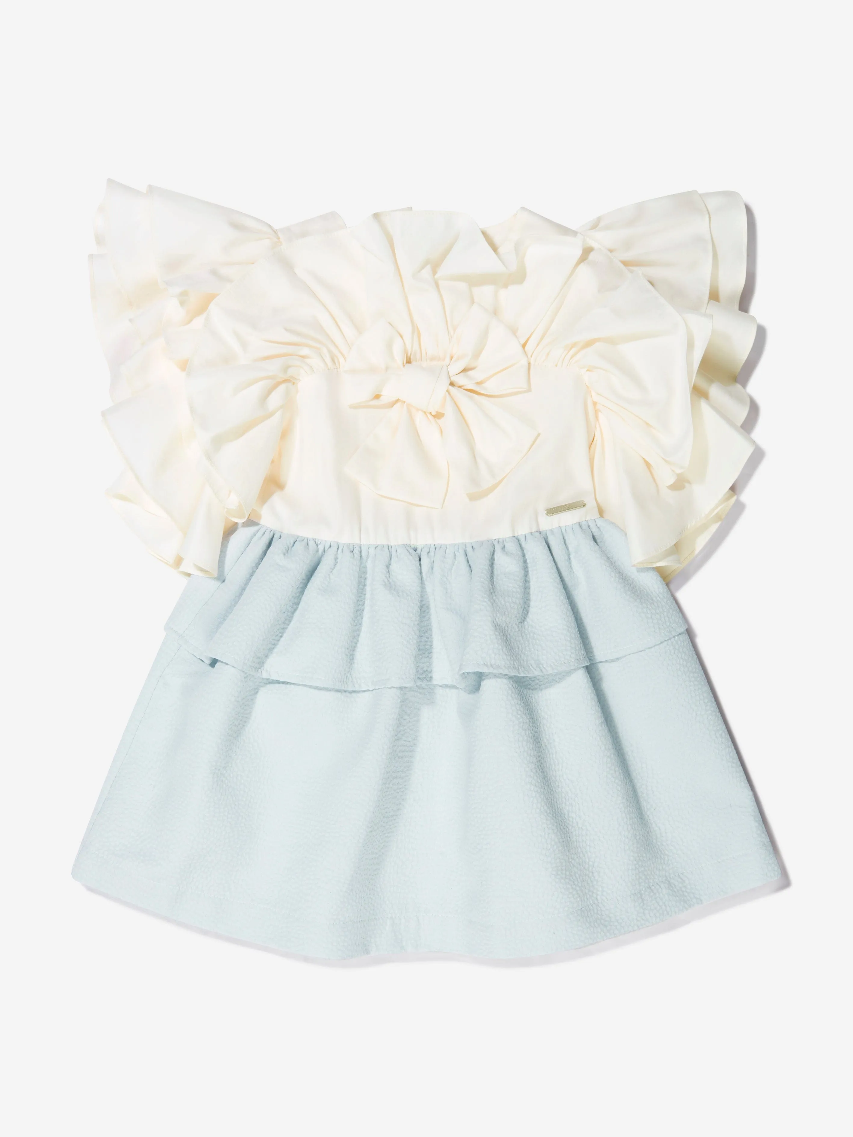 Jessie And James Girls Cotton Floral Jacquard Ruffle Dress
